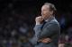 OAKLAND, CA - MARCH 23:  Head coach Mike Budenholzer of the Atlanta Hawks looks on against the Golden State Warriors during an NBA basketball game at ORACLE Arena on March 23, 2018 in Oakland, California. NOTE TO USER: User expressly acknowledges and agrees that, by downloading and or using this photograph, User is consenting to the terms and conditions of the Getty Images License Agreement.  (Photo by Thearon W. Henderson/Getty Images)