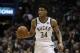 Milwaukee Bucks' Giannis Antetokounmpo dribbles during the first half of Game 3 of an NBA basketball first-round playoff series against the Boston Celtics Friday, April 20, 2018, in Milwaukee. (AP Photo/Morry Gash)