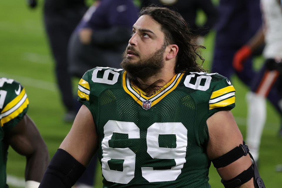 David Bakhtiari's timeline to return for the Green Bay Packers is unclear. (Photo by Stacy Revere/Getty Images)